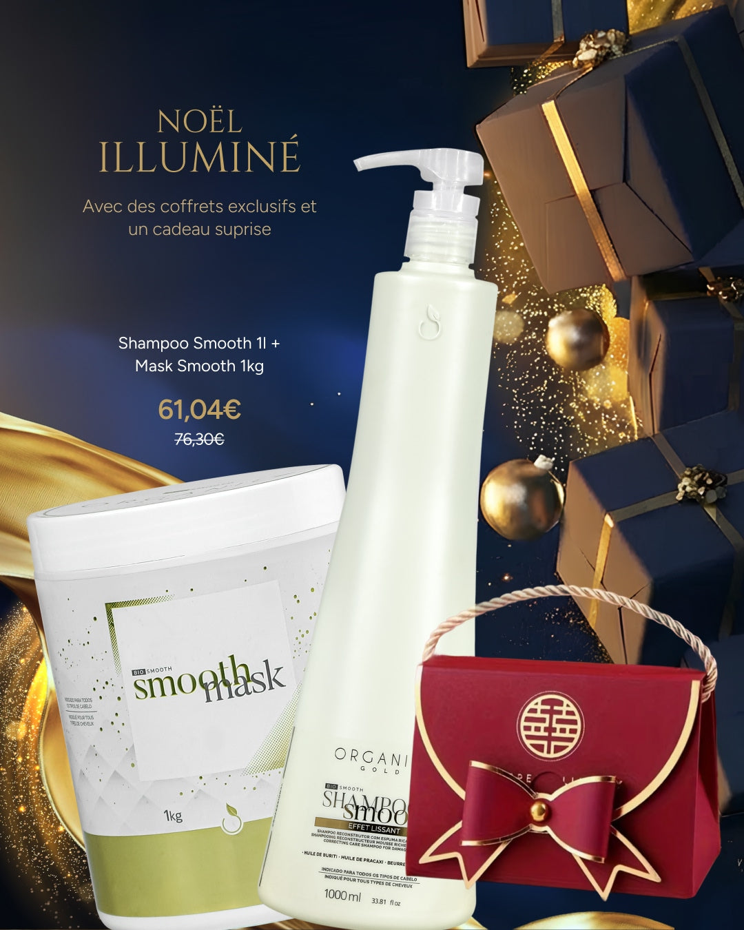Shampoo Smooth 1l + Mask Smooth 1kg - Noël Illuminé