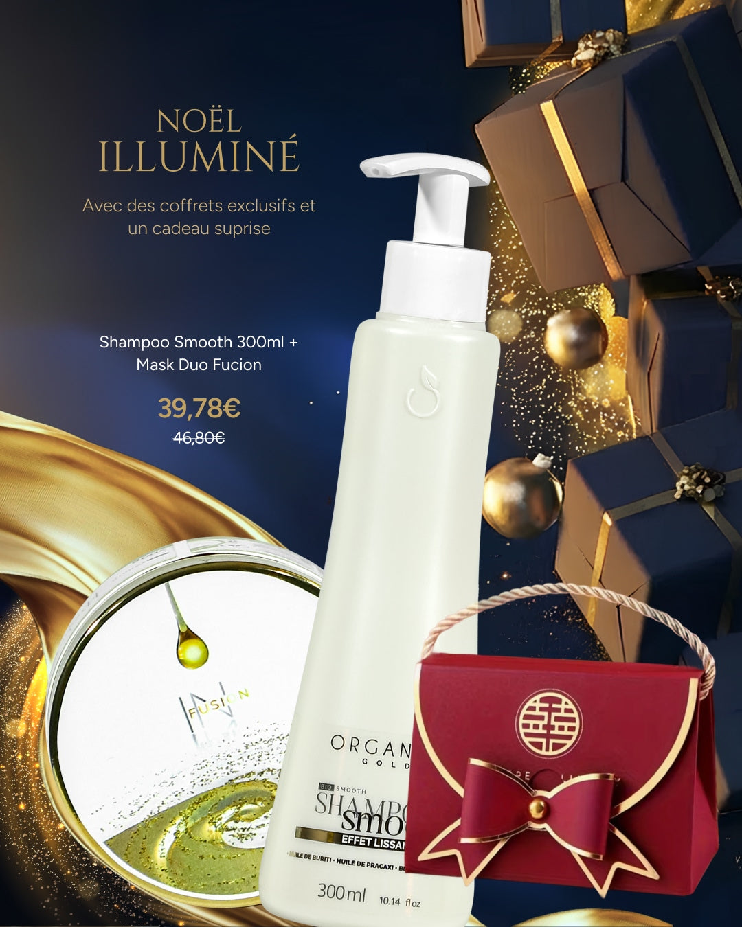 Shampoo Smooth 300ml + Mask Duo Fucion - Noël Illuminé