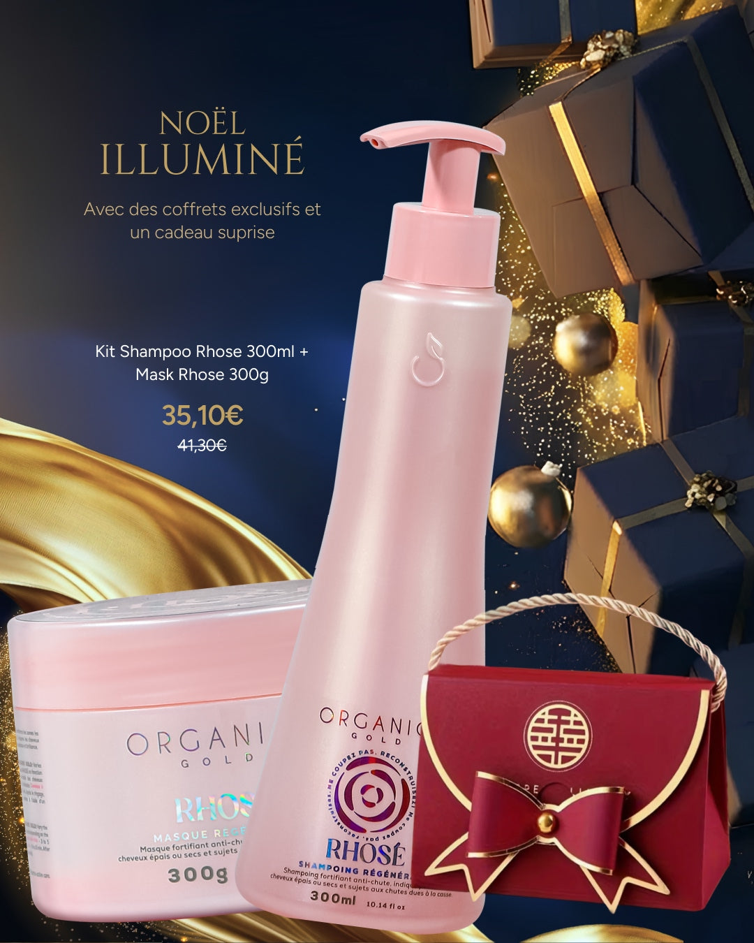 Shampoo Rhose 300ml + Mask Rhose 300g - Noël Illuminé