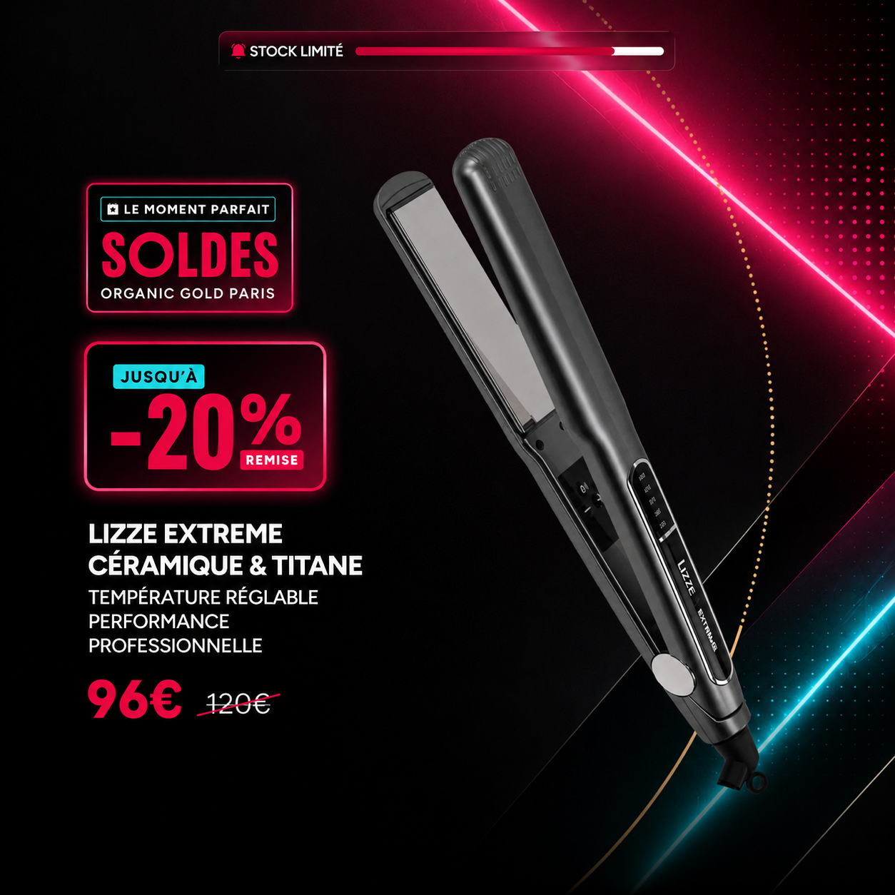 Lizze Extreme – Céramique & Titane – Température Réglable