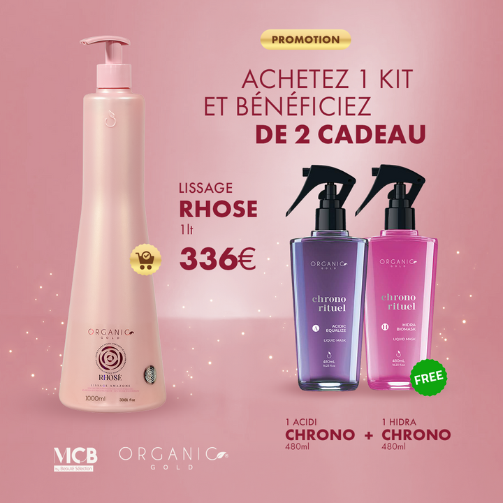 Lissage Brésilien – Amazone Rhose - 1L + 1 Hidra CHRONO + 1 ACID CHRONO