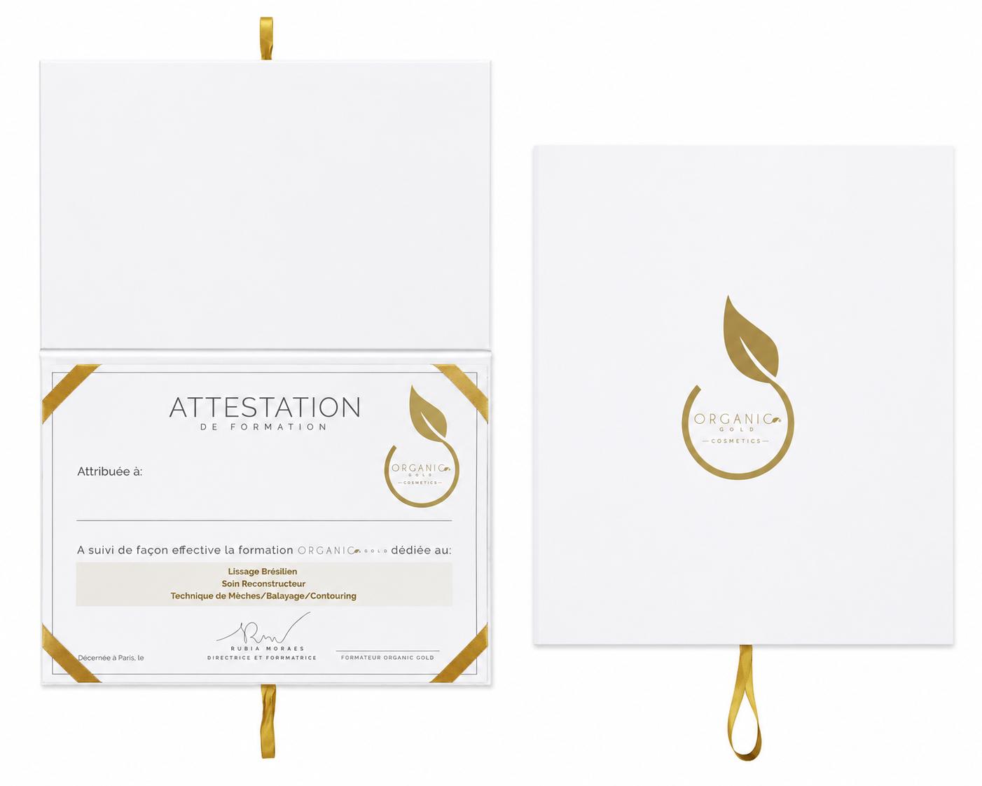 Certificat de Formation Professionnelle Organic Gold – Lissage, Reconstruction Capillaire & Techniques de Mèches