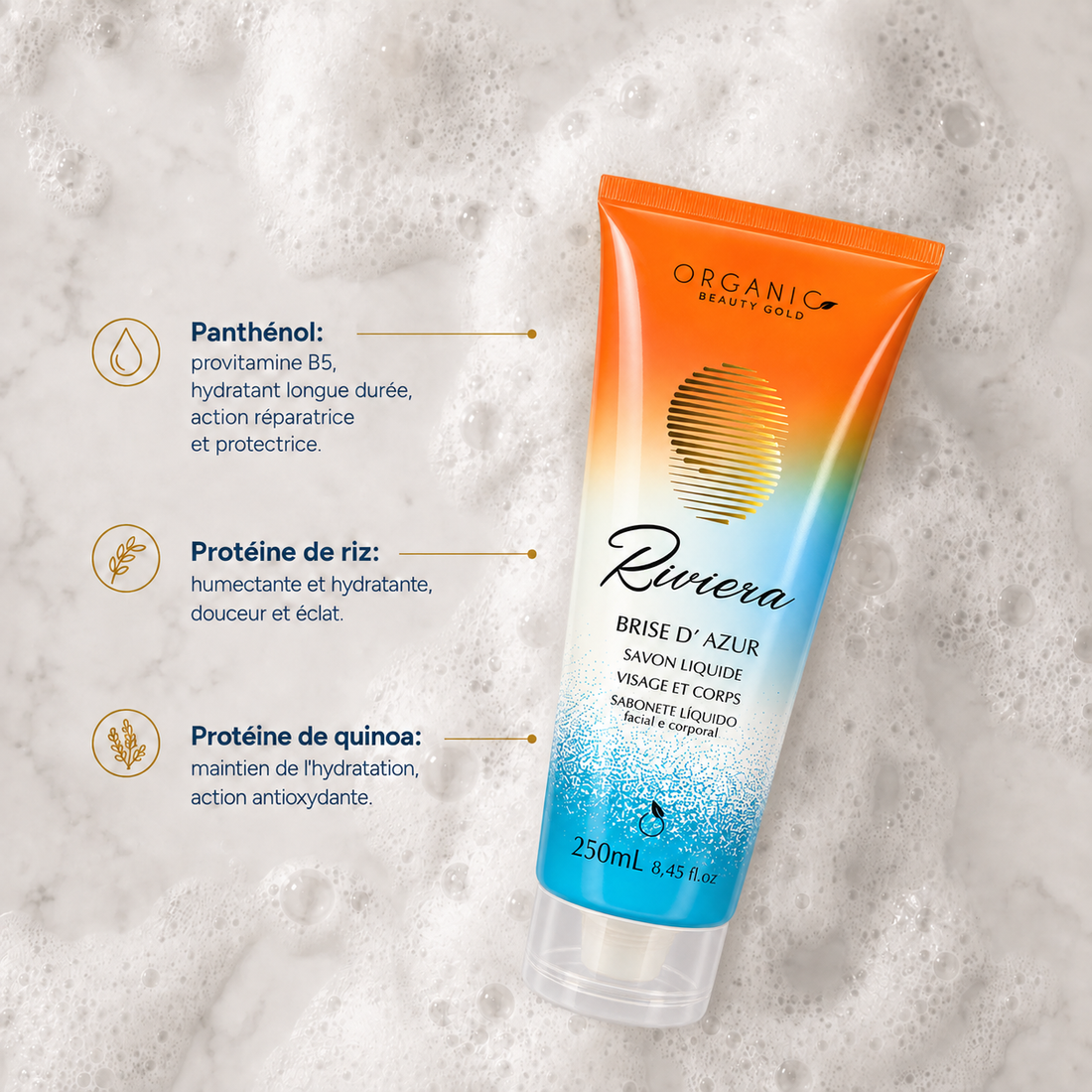 Savon liquide visage et corps 250ml - Riviera, Brise d'Azur